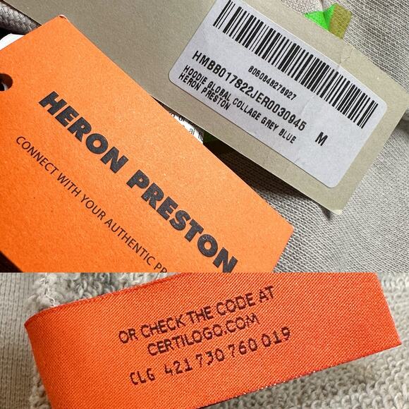 Heron Preston NWT RARE Global Collage Grey Cotton Graphic Hoodie Medium Unisex - Picture 10 of 16